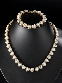 2pcs Luxury Heart-Shaped 3D Jewelry Set, Stylish Jewelry Set - Jewelry Set - View 2