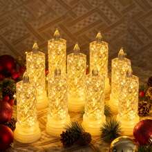 AMILL 3/6/9pcs LED Cylindrical Flameless Candle Lights, Battery-Powered Imitation Crystal Rose Shadow Night Lights, Suitable For Valentine's Day, Weddings, Banquets, Parties, Holloween Christmas And Holiday Decorations. - ánh sáng trắng ấm áp - Xem 12