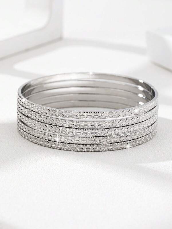 5 Pieces/Set Of Gold Bracelet With Eight Stars Pattern For Ladies, Holiday Party, Dance, Gift Giving And Wearing