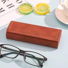 Simple English Style Glasses Box Pu Leather Student Myopia Portable Pressure Glasses Storage Box Sunglasses Box, Gender Reveal Party, Perfect For Birthdays, Weddings, Parties, The Perfect Gift For Colleagues, Friends, And Family, Back To School - Coffee Brown - View 10