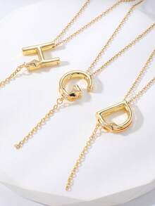 1pc Cubic Zirconia Letter Pendant Necklace