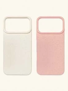 2pcs Wheat Straw Phone Cases, Minimalist Solid Color Phone Cases, Pink & White Phone Cases, Compatible With IPhone & Galaxy, 16, 16 Pro Max, 16 Pro, 16 Plus - Multicolor - View 32