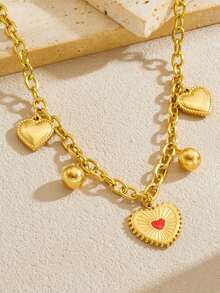 1 vergoldeter Cartoon-Tier-Anhänger mit mehreren Elementen, Teddybär, Eule, Öltropfen-Block, Sonnenlippen, Blumen-Accessoire-Kette, Edelstahl-Halskette