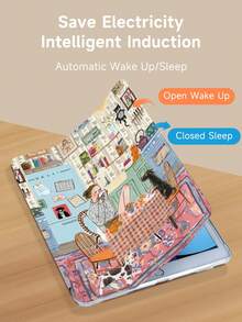 Kingsung Cute Animal Pattern Tablet Protective Case, Suitable For IPad 9.7/10.2/10.5/10.9/12.9/Pro 11 (10th Gen), Galaxy Tab S6 Lite 10.4", Kindle Paperwhite (12th Gen, 2024 Release), Kindle (11th Gen, 2022 Release), Soft Shock-Proof, Smart Stand/Auto Wake/Sleep Function - Multicolor - View 5