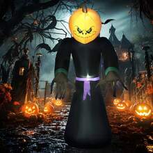 HOMCOM 7' Halloween LED Yard Decor Reaper Ghost Pumpkin, Blow Up Inflatable Outdoor Decoration, Waterproof