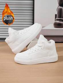 Zapatos casuales unisex talla 36-45, zapatos casuales para mujer, zapatos deportivos para hombre, zapatos cómodos de suela blanda con cordones para hombre, zapatos livianos de corte bajo para uso diario, zapatos de skate de puntera redonda con bloques de color y cordones, zapatos casuales para hombre, zapatillas altas para hombre, zapatos deportivos y casuales con forro térmico para hombre, zapatos para mujer, tenis blancos - Blanco - Ver 7