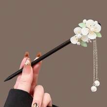 中式木质发簪，传统汉服发饰，复古流苏发夹，优雅女士发饰，发髻延长器，发饰，头部饰品，夏季，假日，旅行，节日，生日 - 多色B - 查看 6