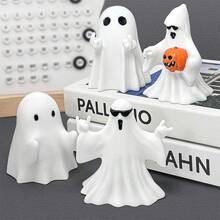 Cute Ghost Halloween Element White Desk Pen Holder, Creative Desk Decor, Office/Living Room/Dining Table Decorative Accessory [Some Details Like Eyes May Be In Random Shapes/Styles]