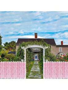 2pcs 50*100cm Elegant Artificial Ivy Privacy Fence Screen -Artificial Flowers Wall Background,Garden Fence,Pink Wisteria,Perfect For Outdoor Gardens, Patios, Balconies - Great For Weddings, Engagements, Halloween, Christmas, Patio Privacy Screens, Garden Decoration
