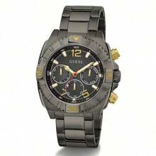 Guess 男士奢华多功能石英腕表，绿色表盘，不锈钢表带，适合日常商务着装，是送给丈夫和父亲的绝佳礼物。型号：GW0800G1，GW0800G2 - 黑色 - 查看 1