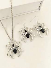1pc Gothic Style Spider Necklace, Rhinestone Alloy Spider Pendant Titanium Steel Necklace, Suitable For Halloween And Everyday Street Style - Multicolor - View 5