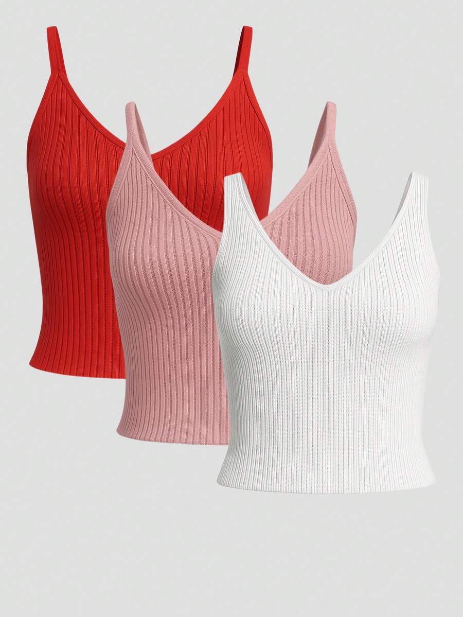 Women Tank Tops & Camis - Red, Pink and White - View 1