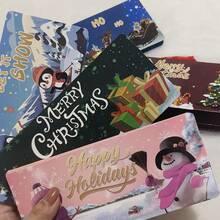 1 Pack Of 10-Slot Christmas Cash Envelope Gift Card Holder - Santa Claus Snowflake Tree Pattern "Merry Christmas" Text Design - Red, Green And Blue Paper Gift Bag, Surprise Greeting Card With Blessings, Suitable Marker Pen - Suitable For Christmas, Birthday, Thanksgiving - Holiday Decoration Style, Durable Material Party Supplies