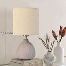 Juego de 2 lámparas de mesa de cerámica pequeñas para recámara, lámparas de estilo rústico y de casa de campo para mesa de noche y sala, blanco, 34.8 - TIERRA - Ver 6