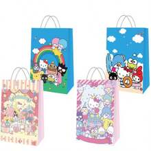 12pcs Sanrio Gift Bags, My Melody, Kuromi, Hello Kitty Gift Bags, Party Tote Bags, Double-Sided Printing, Suitable For Christmas, Valentine's Day, Wedding Favors, Christmas, Birthday Party Gifts, Candy Packaging Bags, Holiday Gift Wrapping Bags, Essential For Festive Parties