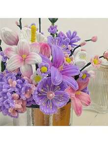 100 chiếc que làm sạch ống nhung nhiều màu, thích hợp cho các dự án thủ công và DIY, bộ que làm sạch ống xoắn 2 màu, bộ que làm sạch ống hình hoa. - Nhiều màu - Xem 9