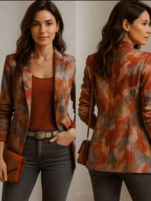 New Fashionable Chic Slimming Versatile Printed Blazer Jacket - Color - View 5