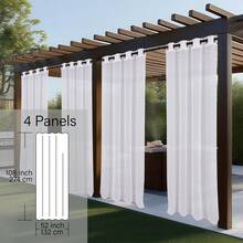 4 Panels Outdoor Sheer Semi-Transparent Curtains For Gazebos, Front Porches, And Pergolas Light-Filtering Privacy Curtains, White - trắng - Xem 11