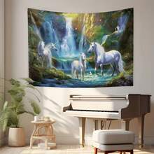 1 pièce Toile de fond décorative avec motif licorne magique, convient pour la chambre, le salon, le bureau, la décoration de la maison, kit d'installation inclus