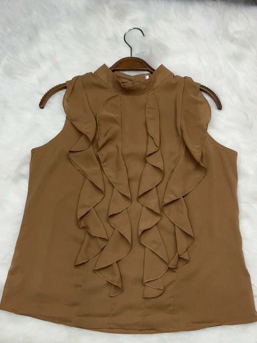 Bin Hang - Blusa Sem Mangas Com Babados - Elegancia e Conforto para o Seu Estilo