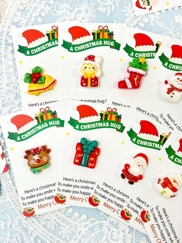 10pcs Interesting Christmas Hugs Cards,Christmas Decorations For Home, Christmas Stocking Fillers,Cute Santa Claus, Elk, Snowman Resin Decorative Gifts, Suitable Christmas Party Gifts For Friends And Family, Emotional Expression Gifts, Surprise Celebration Gifts, Festival Christmas Gifts,Birthday Gift
