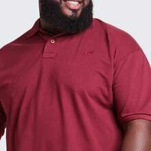 Men's Plus Size Cotton Polo Shirt - Burgundy - View 3