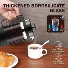 350 ML Cafetera de Prensa Francesa Pequeña, Cafeteras de émboloVidrio de Borosilicato Resistente al Calor, Prensa Francesa de Vidrio con Émbolo de Acero Inoxidable y Agarradera de Plástico - 1 - Ver 7