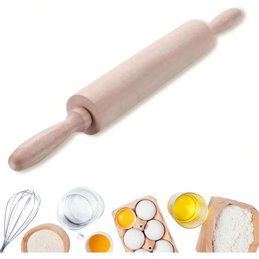 Rodillo De Madera Giratorio Para Amasar Pizza Pan - 1 - Ver 1