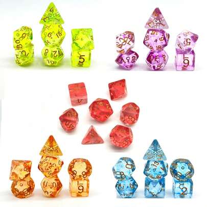 7pcs High Quality Crystal Clear Transparent Dice Set, 7 Pieces Tabletop Game Dice, RPG Dice Accessories