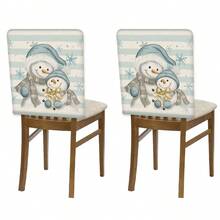2/4/6pcs Christmas Element Printed Linen Chair Covers, Home Decor, Suitable For Christmas Gifts, Christmas Decoration, Daily Home, Living Room, Dining Room, Garden, Hotel, Washable Polyester Material Chair Seat Cushion Covers - Multicolor - View 21