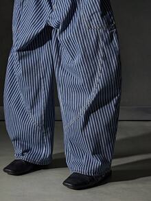 Men's Woven Casual Loose Straight Leg Solid Color Pants, Young Daily Style