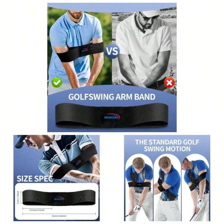 Swing Training Aid - Muscle Connection Swing Corrector Golfers, Arm Elbow Posture Trainer RightLeft Handed Beginners, Trainer Arm Band IndoorOutdoor Club Practice - White - View 1
