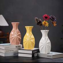 yuanhetang 1 pieza Jarrón cerámico moderno, diseño floral blanco, adecuado para hidroponía, arreglo floral de sala de estar, decoración del hogar nórdica, jarrón cerámico hecho a mano, decoración de habitación, jarrón de flores, jarrón de vidrio