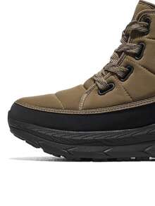 CAMEL CROWN Men's Autumn/Winter Warm Fur Lined High-Top Snow Boots, Anti-Slip Sports Shoes - Kangaroo Brown/Black - View 3