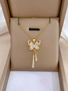 1pc Elegant Versatile Minimalist Rhinestone Bow Tie Necklace, Suitable For Men And Women, Ideal For Holidays, Parties, Daily Wear, Wonderful Gift For Halloween, Christmas, Thanksgiving, Birthday