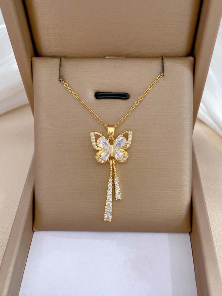 1pc Elegant Versatile Minimalist Rhinestone Bow Tie Necklace, Suitable For Men And Women, Ideal For Holidays, Parties, Daily Wear, Wonderful Gift For Halloween, Christmas, Thanksgiving, Birthday