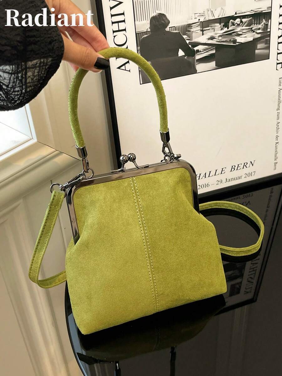1 chiếc túi đeo chéo giả da kiểu retro, túi xách mini nữ kiểu vintage khóa cài, dây đeo điều chỉnh được, màu trơn, nhẹ, lót polyester, unisex