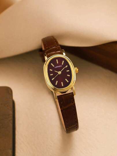 LI Piece Vintage, Elegante Oval Case, PU Belt Watch, Elegant, Delicate, Lovely Small Dial Rhinestone Perfect Everyday Wear, Birthday s, Parties, Holiday Gatherings, As The Ideal Yourself Or Friends view 4