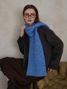 1 szt. damski szalik w kratę z mieszanki wełny, w jednolitym kolorze, swobodny, przyjazny dla skóry, odpowiedni na wyjścia, do codziennych dojazdów jesienią/zimą