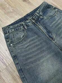 Men's Casual Retro Loose Fit Jeans, Suitable For All Seasons