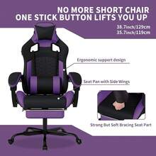 Gaming Chair With Massage,Ergonomic PC Gaming Chair With Footrest Comfortable Headrest And Lumbar Support, High Back, 300LBS () - Đen tím - Xem 10