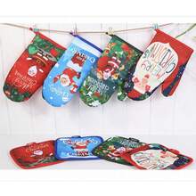 1 set de mănuși izolate pentru copt de Crăciun, set de mănuși pentru cuptorul cu microunde de Crăciun, esențiale pentru casă și bucătărie, cel mai bun cadou pentru tema de Crăciun și Anul Nou