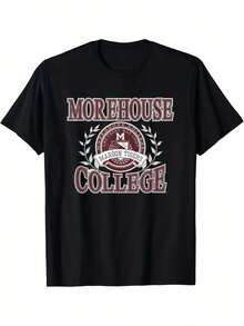 Morehouse Maroon Tigers Laurels Logo Officially Licensed T-Shirt - Soft, Breathable Cotton, Short Sleeve, Crew Neck, Casual Fit For All Seasons - Perfect Gift For Sports Fans, Plus Size (L-5XL), Leisure Clothing |   Casual Fit Shirt |   Soft Fabric Tee, PLUS SIZE - màu đen - Xem 6