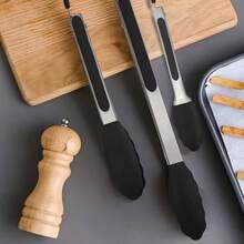 1 pièce Pinces de cuisine en silicone résistantes à la chaleur, pinces de cuisine en acier inoxydable avec embouts en silicone, pinces de cuisine antidérapantes parfaites pour la cuisson, le barbecue, le camping et les pique-niques - outils de cuisine essentiels et accessoires de cuisine (18/23/30 cm)