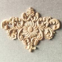 1 pezzo Decorazione in legno intagliato stile europeo, materiale in legno grezzo, fiore vintage per centro porta, applicazione in legno per decorazione domestica, 29,8 x 23,5 cm, adatto per decorare architravi, armadi, porte, mobili, pareti d'accento, Natale, Ognissanti, Ringraziamento, San Valentino, decorazione fai-da-te