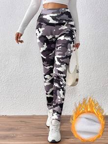 Winter Women Fashion Athletic & Casual Leggings, Multi-Color Camouflage Print Stretchy High Elastic Tights For Fitness Workout, Training, Jogging, Exercise, Yoga, Outdoor Activities, Everyday Wear,