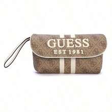 Guess Vintage Versatile Commuting Fashion Synthetic Leather Handheld Crossbody Clutch Bag, Medium Size, Women's Style, Black/Latte/GSPB8962064LAT/GSPB8962064LAT