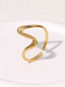 3 件套简约时尚几何线条不锈钢可调节开口戒指，高端优雅，适合女性日常、派对、约会佩戴