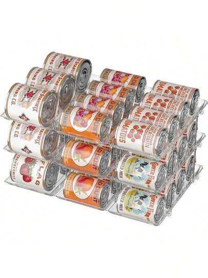 Can Organizer Pantry Soda Can Organizer Automatic Rolling Food Pantry Storage Rack Can Dispenser Fridge Holds 36 Cans, Fits 5.8 - Inch Soda And Can, Set Of 9