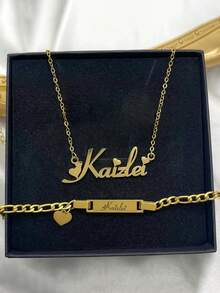 1 Stück Zirkonia Blumen personalisiertes Namens-Schmuckset, süßer 2000er Herbst-Casual-Stil, einzigartiges personalisiertes Geschenk, geeignet für den täglichen Gebrauch, Homecoming-Saison - Gold ohne Anhänger - View 5